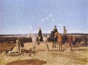 Wilhelm von Kobell Jager zu Pferd in oberbayerischer Landschaft oil on canvas